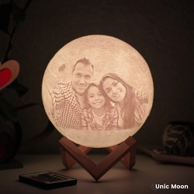 Lampe de Lune Photo & Gravée par Impression 3D Personnalisée