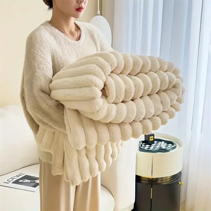 Rabbit Velvet Blanket - Cozy Winter Flannel for Home
