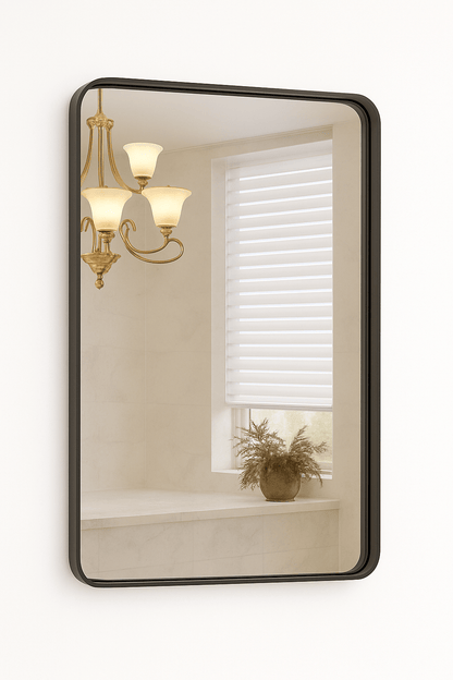 Modern 36x24 Matte Black Metal Vanity Mirror - Bathroom Essential